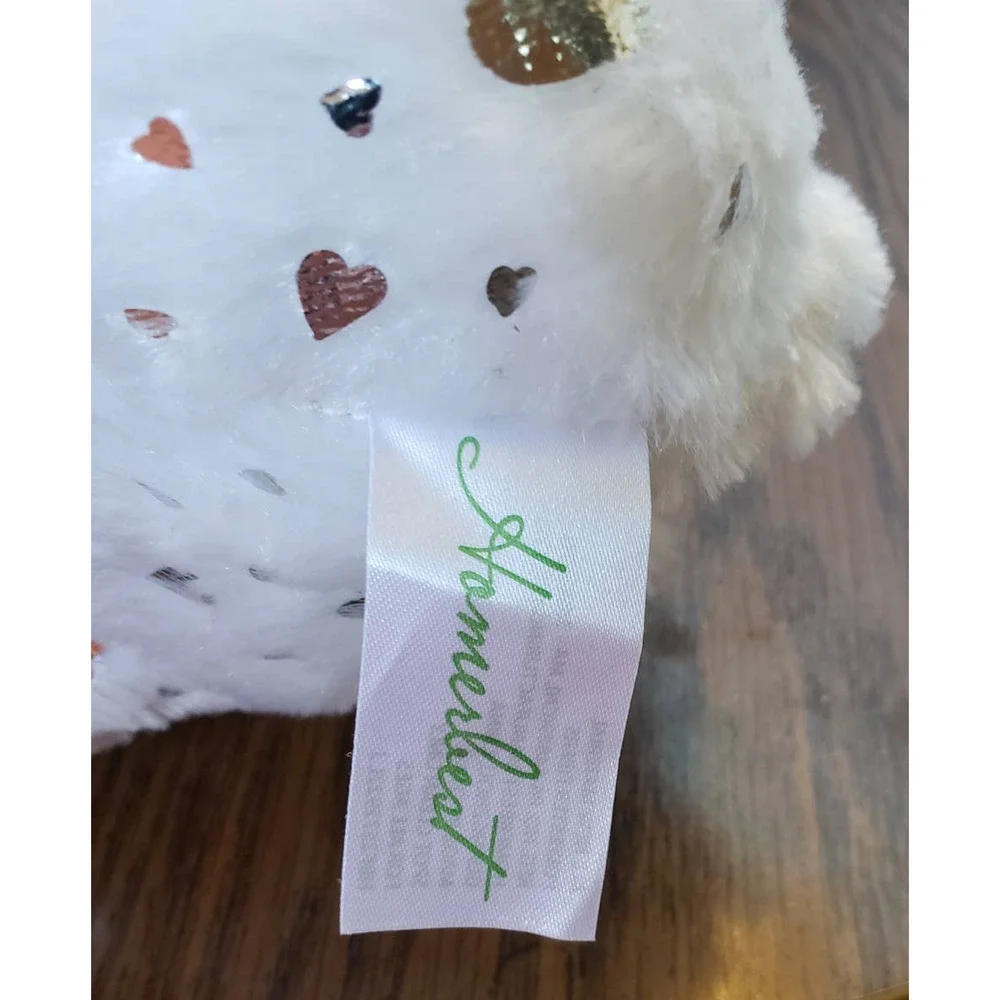 White With Silver Hearts 11 Inch Love Heart Plush Teddy Bear New With Tags